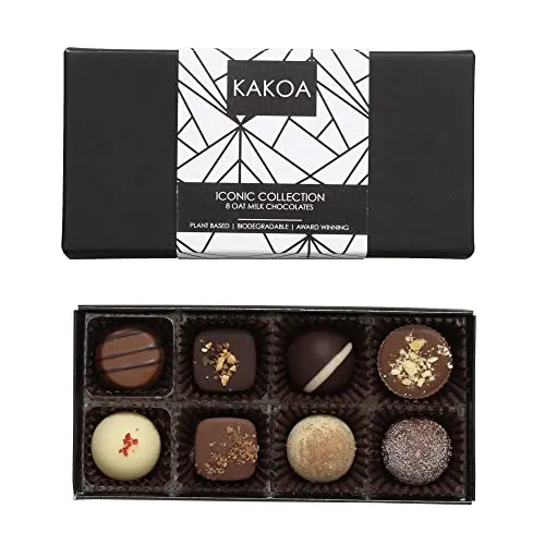 KAKOA Vegan Chocolate Assortment Collection - 8 Pieces | Brownie, Coffee, Caramel, Liqueur etc - ONLY £10.04 (£1.26 / count) RRP £14.99, (33% OFF!) w/ FREE DELIVERY