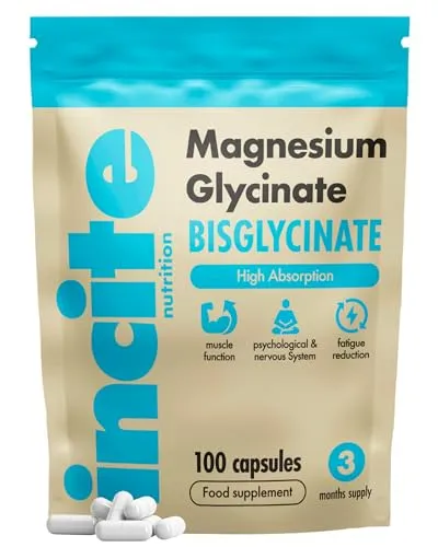 Incite Nutrition Magnesium Glycinate 500mg 100 Vegan Capsules – £6.49 @ Amazon
