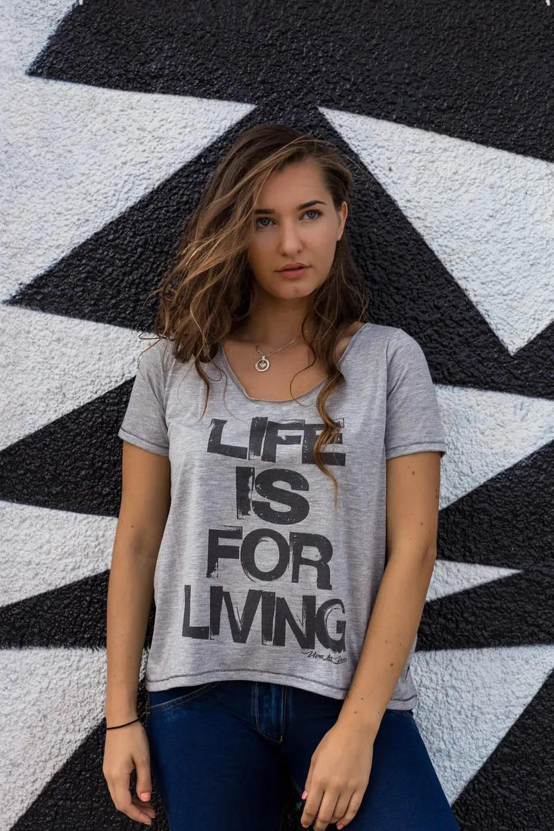 Women's Vegan T-shirt Life is for Living £15 @ Viva La Vegan