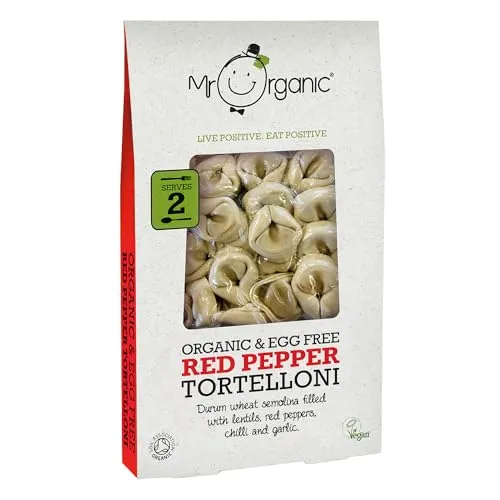 Mr Organic Red Pepper Tortellini - Egg Free - Vegan-Friendly - Made with Organic Ingredients - Delicious and Filling - Perfect for Pasta Lovers - 250g Pack | ONLY £3.24 RRP £4.05, (20% OFF!) w/ FREE D