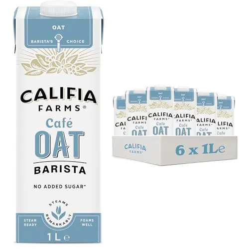Califia Farms NEW Cafe Oat Barista Blend with Calcium - Same Great Recipe and Taste, No Added Sugar, Shelf Stable, Dairy Free, Lactose Free, Vegan, Free From Plant Based Drinks (6 x 1L) | ONLY £5.25 R