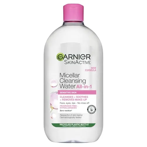 Garnier Micellar Cleansing Water, Gentle face Cleanser & Makeup Remover, Fragrance-Free, Vegan Formula, Suitable For All Skin Types, Even Sensitive, Skin Active, 700ml | ONLY £5.99 RRP £9.99, (40% OFF