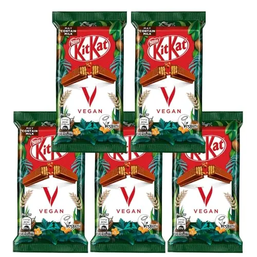 5x Kitkat Vegan Chocolate Bar 4 Finger Biscuit Bar Dark Chocolates Gift Box Kit-Kat Vegan Treats for Movie Snacks, Xmas Eve Snacks or Small Gifts Sweet Treats for Christmas Birthday | ONLY £9.99 RRP £