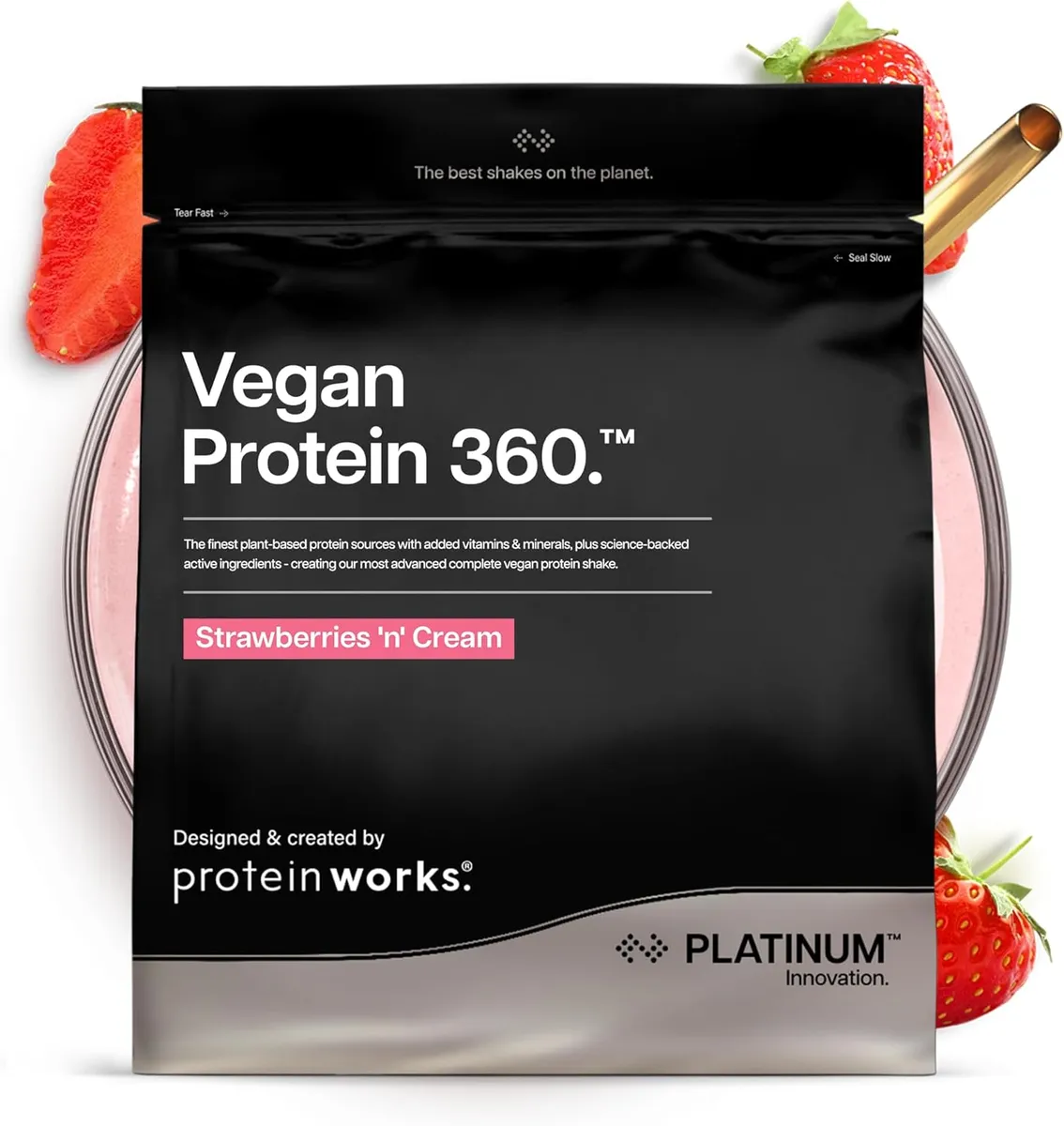 Protein Works Vegan Protein 360 Platinum Strawberries & Cream 500g – £14.49 @ Amazon