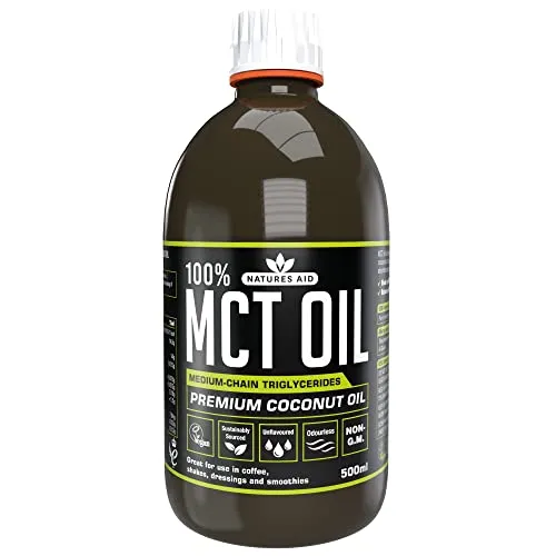 Natures Aid 100 Percent MCT Oil, Premium Coconut Oil, Sustainably Sourced, Add to Coffees or Shakes, Vegan, 500 ml - ONLY £6.88, RRP £18.95