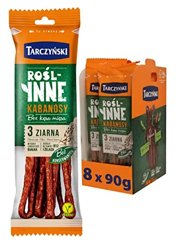 Tarczyński Vegan Kabanos Sausage Seeded 90G (Pack of 8) – 27g of Protein – Free from GMO – Plant Based Snack – Multipack | ONLY £7.26 RRP £17.05, (57% OFF!) w/ FREE DELIVERY