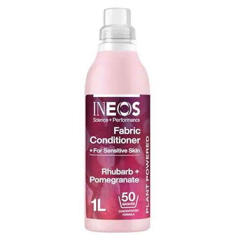 INEOS Next- Gen Long Lasting Fabric Conditioner Rhubarb + Pomegranate (50 Washes), Plant Powered, Odour Removal, Softens + Protects | ONLY £2.50 RRP £5.00, (50% OFF!) w/ FREE DELIVERY