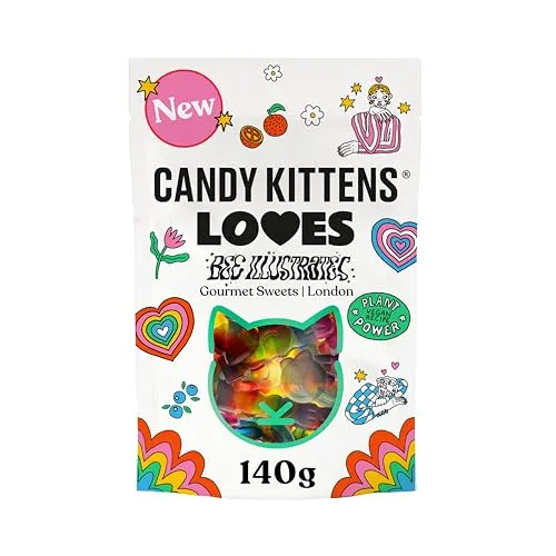 Candy Kittens Vegan Sweets LOVES (140g Bag), Rainbow Jelly, Gourmet Vegan Sweet Mix, Naturally Flavoured Gummies with Real Fruit Juice, Vegetarian Treats | ONLY £1.66 RRP £2.50, (34% OFF!) w/ FREE DEL