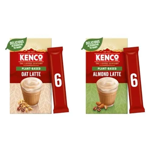 60 Sachet Bundle of Kenco Plant Based Oat Latte Instant Coffee Sachets x6 (Pack of 5, Total 30 Sachets) + Kenco Plant Based Almond Latte Instant Coffee Sachets x6 (Pack of 5, Total 30 Sachets) | ONLY