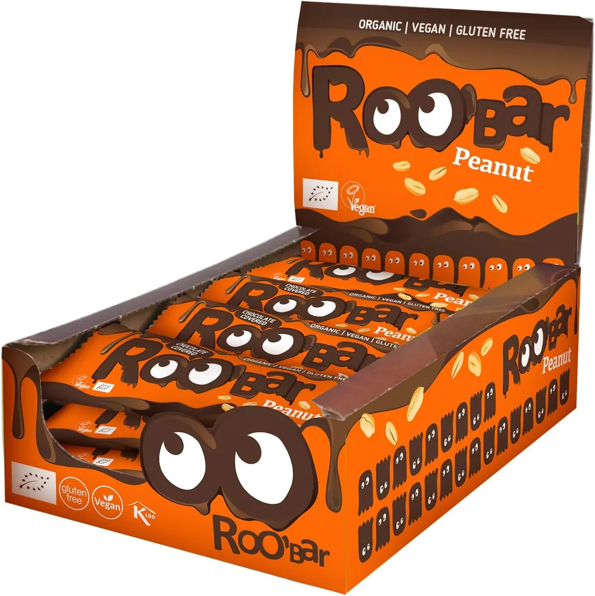 Roobar Chocolate Covered Peanut Bar – 100% Organic Vegan Bar. Dairy & Gluten Free, No Added Refined Sugar 16 x 30g - £14.72 Subscribe & Save