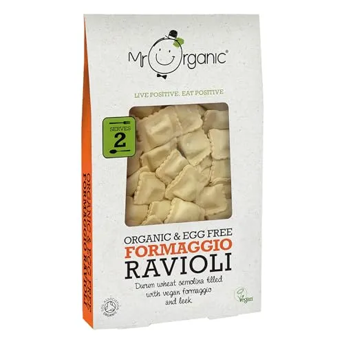 Mr Organic Formaggio Ravioli - Egg Free - Vegan-Friendly - Made with Organic Ingredients - Rich and Creamy Cheese Alternative - Perfect for Pasta Lovers - 250g Pack | ONLY £3.03 RRP £4.05, (25% OFF!)
