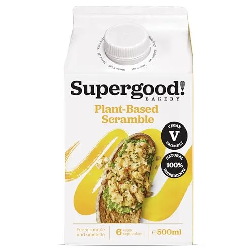 SUPERGOOD BAKERY Vegan Scramble (1 x 500ml), Vegan Egg, Dairy Free Gluten Free Egg Alternative, Plant-Based Alternative, Egg Substitute, Vegan Omelette, Superfood Bakery, Makes 4 Servings | ONLY £3.20