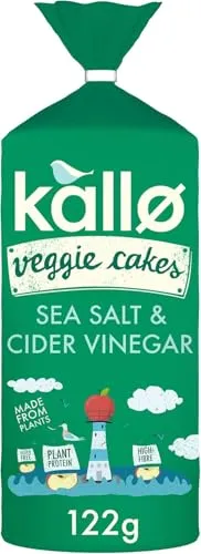 Kallo Salt & Vinegar Veggie Cakes, Lentil & Pea Puffed Crackers Made From Plants, Low Fat Healthy Snacks for Adults & Children, Vegan Friendly, Gluten Free, Single Pack – 1 x 122g | ONLY £2.00 RRP £2.