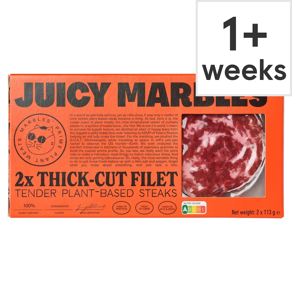 Juicy Marbles Thick-Cut Fillet Plant-Based Steaks 226g £6 Clubcard Price @ Tesco