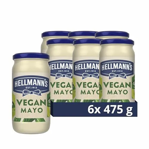 Hellmann's Vegan Mayonnaise without any artificial colours or flavours condiment suitable for vegans 6x 475 g | ONLY £16.99 RRP £23.10, (26% OFF!) w/ FREE DELIVERY