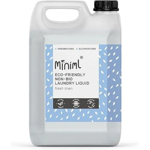 Miniml Eco Laundry Liquid Washing Detergent 5L Refill - Natural Non Bio Fresh Linen Scented Clothes and Fabric Softener for Machine or Delicate Hand Cleaning - 100% Vegan & Cruelty Free (165 Washes) |