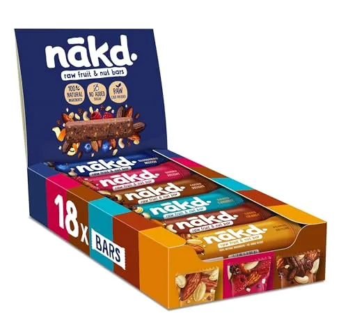 Nakd Fruit & Nut Bar Variety Pack - Vegan - Healthy Snack - Gluten Free - 35g x 18 bars | ONLY £10.50 RRP £13.99, (25% OFF!) w/ FREE DELIVERY