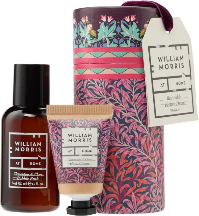 William Morris At Home Bird and Yare, Festive Drum With Bubble Bath 50ml and Hand Cream 15ml, Travel Size and Vegan Friendly ONLY £4.50 Delivered @ AMZN