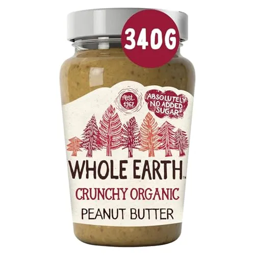 Whole Earth Crunchy Organic Peanut Butter, 340 g Jar, Original Nut Spread Made with All Natural Ingredients, No Added Sugar, Gluten Free, Vegetarian & Vegan Friendly | ONLY £2.50 RRP £3.30, (24% OFF!)