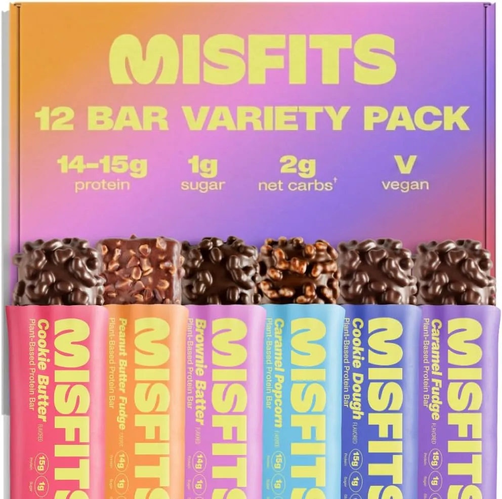 Misfits Vegan Protein Bars Variety Pack (12 Bars) – £16.14 @ Amazon
