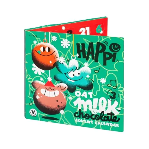 Happi 3 Flavour Christmas Vegan Advent Calendar 2024 Chocolate Made with Oat Milk - Vegan Chocolate Gluten Free Advent Calendar 2024 | ONLY £6.88 RRP £9.99, (31% OFF!) w/ FREE DELIVERY