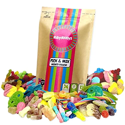 Rubydoobys Vegan Sweets Pouch - Huge Variety of Quality Vegan and Vegetarian Friendly Pick & Mix Sweets in Eco Packaging | ONLY £9.99 RRP £12.99, (23% OFF!) w/ FREE DELIVERY