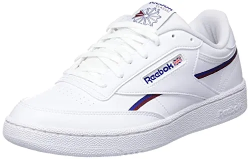 Reebok Men's Club C 85 Vegan Sneakers, FTWR White/Classic Cobalt/Classic Burgundy, 10.5 UK | ONLY £39.99 RRP £75.00, (47% OFF!) w/ FREE DELIVERY