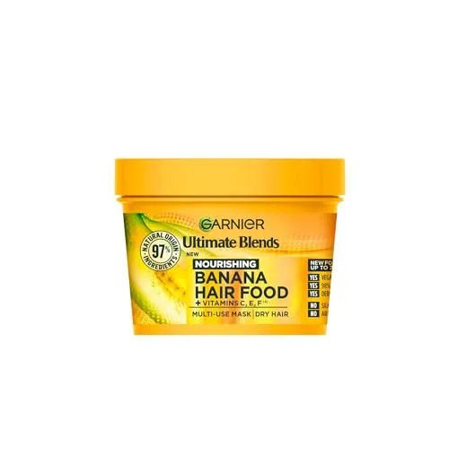 Garnier Hair Food Multi-use Hair Treatment Mask, Nourishes and Conditions, Ideal for Dry Hair, No Silicones, Vegan Formula, Banana, Ultimate Blends, 400ml | ONLY £4.27 RRP £8.99, (53% OFF!) w/ FREE DE
