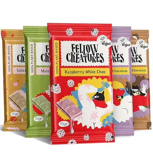 Vegan Chocolate Bars in Five Heavenly Flavours | Chocolate for Kids and Adults | ONLY £12.56 RRP £17.25, (27% OFF!) w/ FREE DELIVERY