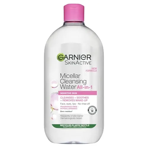 Garnier Micellar Cleansing Water, Gentle face Cleanser & Makeup Remover, Fragrance-Free, Vegan Formula, Suitable For All Skin Types, Even Sensitive, Skin Active, 700ml - ONLY £4.99, RRP £9.99