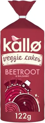 Kallo Beetroot & Balsamic Veggie Cakes, Lentil & Pea Puffed Crackers Made From Plants, Low Fat Healthy Snacks, Vegan Friendly, Gluten Free, No Artificial Flavours, Single Pack – 1 x 122g | ONLY £1.88