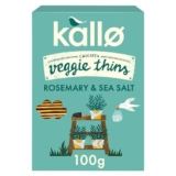 Kallo Rosemary & Sea Salt Veggie Thins Crackers | Healthy Snacks High Fibre, Plant Protein, Gluten Free & Baked | ONLY £1.50 RRP £2.99, (50% OFF!) w/ FREE DELIVERY