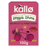 Kallo Beetroot & Three Seeds Veggie Thins Crackers | Healthy Snacks High Fibre, Plant Protein, Gluten Free & Baked | ONLY £2.00 RRP £2.99, (33% OFF!) w/ FREE DELIVERY